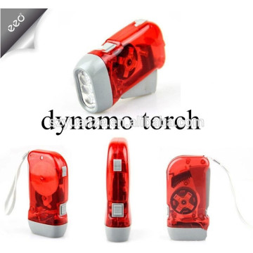 Presse à main dynamo 3 torche led / lampe flash rechargeable / manivelle